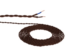 D0244  Cavo 1m Brown Braided Twisted 2 Core 0.75mm Cable